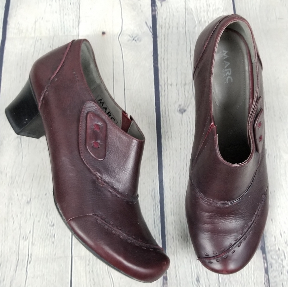 MARC | slip-on heeled leather stitch detail shoes